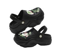 Zapatillas de verano transpirables unisex con tacón grueso para uso diario, cómodas, ligeras, informales, con colgantes de accesorio, Negro , 39 EU