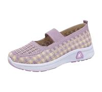 Zapatillas de viaje para personas mayores, cómodas, ligeras, transpirables, cómodas, para la salud, zapatillas ortopédicas, moda informal, zapatos de seguridad, violeta claro, 37.5 EU