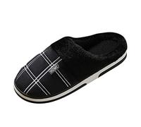 Zapatillas de voleibol para hombre, color negro, para invierno, de algodón, con estampado de cuernos de Navidad, pantuflas térmicas para el hogar, zapatos casuales para el hogar, color azul oscuro