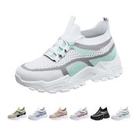 Zapatillas Deporte Mujer Blancas Comodas Entretiempo Moda Sneakers Malla Ligeros Clasico Zapatos Deportivos con Cordones Casual Transpirables Mocasines Slip on Barefoot Pretty para Gimnasio Atlético