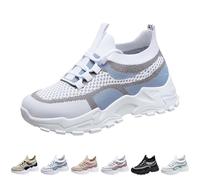 Zapatillas Deporte Mujer Blancas Comodas Entretiempo Moda Sneakers Malla Ligeros Clasico Zapatos Deportivos con Cordones Casual Transpirables Mocasines Slip on Barefoot Pretty para Gimnasio Atlético