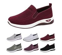 Zapatillas Deporte Mujer Blancas Ligeros Casual Zapatos Deportivos Slip on Comodas Clasico Moda Sneakers Sin Cordones Entretiempo Transpirables Mocasines Malla Calzado Pretty para Gimnasio Correr