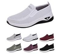 Zapatillas Deporte Mujer Blancas Ligeros Casual Zapatos Deportivos Slip on Comodas Clasico Moda Sneakers Sin Cordones Entretiempo Transpirables Mocasines Malla Calzado Pretty para Gimnasio Correr