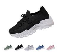 Zapatillas Deporte Mujer Blancas Ligeros Clasico Moda Sneakers con Cordones Comodas Pretty Zapatos Deportivos Slip on Casual Transpirables Mocasines Malla Barefoot Entretiempo para Correr Gimnasio