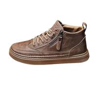 Zapatillas deportivas altas con cremallera para hombre, suela plana, zapatos informales, de cuero, ligeros, antideslizantes, para caminar, ligeros, monocromáticos
