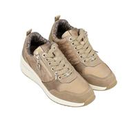 Zapatillas Deportivas con cuña Exterior para Mujer, Color marrón Nude, con Cremallera Lateral y Detalles Bordados (Marrón, Sistema Tallas Calzado EU, Adulto, Mujer, Números, Mediano, 39)