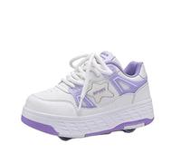 Zapatillas Deportivas Convertibles para Niñas con Ruedas Ocultas Patinaje Recreativo Calzado Infantil Multiusos para Uso Diario (Purple, 11-11.5 Years)