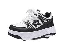 Zapatillas Deportivas Convertibles para Niñas con Ruedas Ocultas Patinaje Recreativo Calzado Infantil Multiusos para Uso Diario (Black, 6.5-7 Years)