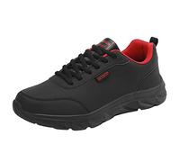 Zapatillas deportivas de cuero para hombre, de ajuste ancho, informales, ortopédicas, ligeras, con cordones, para senderismo, soporte de arco, calzado de senderismo, botas de talla grande, Red, 40 2/3