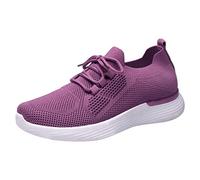 Zapatillas deportivas de espuma viscoelástica para mujer, de malla transpirable, suela gruesa suave, con soporte de arco, ligeras, cómodas, ortopédicas, para deportes al aire libre, casuales, Purple