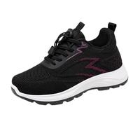 Zapatillas deportivas de malla para mujer, con cordones, ligeras, transpirables, atléticas, antideslizantes, cómodas, informales, para caminar, ortopédicas, con soporte de arco, Black, 38.5 EU