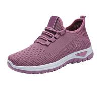 Zapatillas deportivas de malla para mujer, ligeras, antideslizantes, transpirables, cómodas, al aire libre, para correr, tenis, trekking y senderismo, con cordones, morado, 41 EU