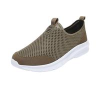 Zapatillas deportivas de malla transpirable para hombre, ligeras, informales, para caminar, antideslizantes, con soporte de arco, espuma viscoelástica, cómodas zapatillas de cuña, Khaki, 39 1/3 EU
