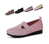 Zapatillas deportivas de malla transpirable para mujer, sin cordones, Mary Jane Walking Slip-On Planas, Entrenadores Wide Casual Summer Lightweight and Comfortable Non-Slip Walking Shoes, rosa, 36 EU