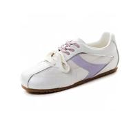 Zapatillas Deportivas de Mujer con Plataforma de Cuero Suela Gruesa Retro Cordones Dobles Zapatillas de Ballet Planas cóFashions y Transpirables para Entrenar y Caminar Morado 37