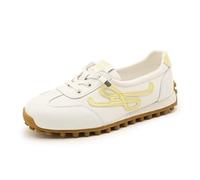 Zapatillas Deportivas de Mujer sin Cordones con Plataforma Suela Gruesa cóFashions y Transpirables Zapatillas de Cuero Retro Casuales para Caminar y Hacer Senderismo Amarillo 39