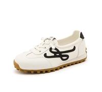 Zapatillas Deportivas de Mujer sin Cordones con Plataforma Suela Gruesa cóFashions y Transpirables Zapatillas de Cuero Retro Casuales para Caminar y Hacer Senderismo Negro 39