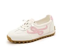 Zapatillas Deportivas de Mujer sin Cordones con Plataforma Suela Gruesa cóFashions y Transpirables Zapatillas de Cuero Retro Casuales para Caminar y Hacer Senderismo Rosa 37