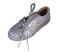 Zapatillas Deportivas de Plataforma con Cordones Brillantes, de caña Baja, Estilo Casual y a la Moda, Ideales para Caminar a Diario con Comodidad. Calzado Ligero sin Cordones. (Silver, 36)