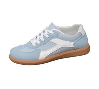 Zapatillas deportivas de tenis para mujer, estilo retro, zapatillas de skate, zapatillas clásicas, con cordones, suela de goma, antideslizantes, para tiempo libre, azul, 39 EU