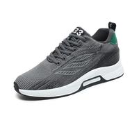 Zapatillas Deportivas Informales para Hombre con Alza Oculta Malla Transpirable Ligera Cordones Ajustables tacón Elevador de 6 cm Calzado Moderno y cómodo (Grey, 46)