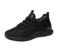 Zapatillas deportivas ligeras para hombre, transpirables, suaves, cómodas, planas, antideslizantes, para gimnasio, tenis, deportes, informales, al aire libre, a la moda, para correr, Black, 42 1/3 EU