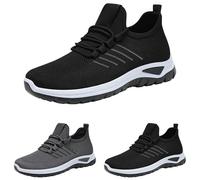 Zapatillas deportivas ligeras para hombre, transpirables, transpirables, informales, ligeras, antideslizantes, de un solo color, informales, Negro , 44 EU