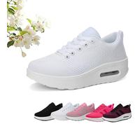 Zapatillas deportivas ligeras y cómodas con cojín de aire para mujer, de malla transpirable, con plataforma ortopédica, con soporte de arco, zapatos antideslizantes, White, 42 EU