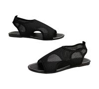 Zapatillas deportivas ligeras y transpirables para mujer, sandalias planas de malla elegantes, antideslizantes, elegantes, antideslizantes, para verano, Negro , 38 EU
