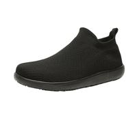 Zapatillas deportivas minimalistas de cuello alto para hombre, ligeras, transpirables, de punto, para caminar, yoga y conducción, Black, 41 1/3 EU