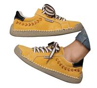Zapatillas deportivas Montela para hombre y mujer, unisex, impermeables, antideslizantes, de piel sintética, para exteriores, trekking, zapatos ortopédicos, suelas blandas, amarillo, 48 EU