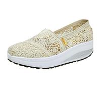 Zapatillas Deportivas Mujer con Soporte Plantar cómodas Anchas para Fascitis Caminar (Beige, 40)