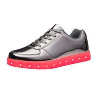 Zapatillas Deportivas Mujer LED Carga USB Coreanas Moda Doradas Plateadas Unicas Nuevos Zapatos Deportivos Bajos (Silver, 37)