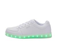 Zapatillas Deportivas Mujer LED Carga USB Coreanas Moda Doradas Plateadas Unicas Nuevos Zapatos Deportivos Bajos (White, 44)