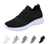 Zapatillas Deportivas Mujer Negras Comodas Casual Zapatos Deportivos Malla Antideslizante Pretty Moda Sneakers Slip on Entretiempo Ligeros Calzado con Cordones Barefoot Clasico para Atlético Fitness