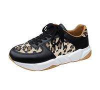 Zapatillas Deportivas Mujer Running, Zapatillas Casual Mujer Casual, Informales con Cordones Y Estampado Leopardo Fondo Grueso CañA Baja Comercio Exterior Correr Shoes Zapatos