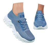 Zapatillas Deportivas Mujer - Zapatillas Casuales Calzado Elegante para Primavera Y Verano Diseño Cómodo Sin Cordones Camisetas Y Vaqueros Tacón De Altura Media Zapatillas Y (Blue 40)