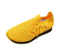Zapatillas deportivas negras para mujer 2023 New Europe and the States Fly Weaving color sólido Casual Top Beach Shoes, Amarillo, 37 EU