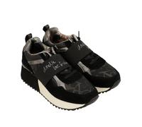 Zapatillas Deportivas Originales de Plataforma con Suela Dentada, Diseño Negro y Nude, Cinta Elástica (Negro, Sistema Tallas Calzado EU, Adulto, Mujer, Números, Mediano, 38)