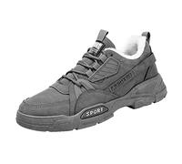 Zapatillas deportivas para hombre, cómodas, antideslizantes, resistentes a la abrasión, informales, con forro de felpa para correr, de corte bajo, para gimnasia, correr, cálidas, gris, 41 EU