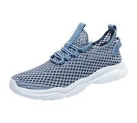 Zapatillas deportivas para hombre, de malla, transpirables, ligeras, de un solo color, suela suave, amortiguación, para caminar, correr, entrenamiento, verano, con cordones, 40-45 euros, azul, 43 EU