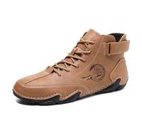 Zapatillas deportivas para hombre, de piel, de moda, informales y cómodas, para exteriores, gimnasia, botas de hombre, zapatos para caminar, Marrón A., 39 EU