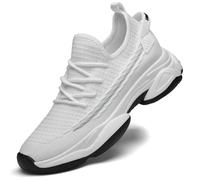 Zapatillas deportivas para hombre elevadoras de 10 cm de malla lisa, zapatillas de cuña Slip-On con cordones elásticos, tenis de malla transpirable, zapatillas de deporte con suela gruesa para ponerse