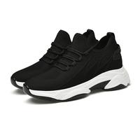 Zapatillas deportivas para hombre elevadoras de 8 cm de malla lisa, zapatillas Slip-on con cordones elásticos, tenis de malla transpirable, zapatillas de cuña, suela gruesa | caminar, running ligero