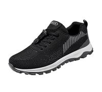 Zapatillas deportivas para hombre, ligeras, sin cordones, de malla, transpirables, informales, antideslizantes, de moda, para gimnasio, caminar, con cuña con cojín de aire para correr, Black, 39 2/3