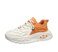 Zapatillas deportivas para hombre ortopédicas - Zapatillas Y2K con cordones, zapatillas de caminar antideslizantes, zapatos de correr, transpirables, ligeras, cómodas, informales, naranja, 44 EU