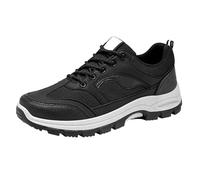 Zapatillas deportivas para hombre, para correr, caminar, estilo al aire libre, informales, de piel sintética, para senderismo, ocio, actividades urbanas y diarias, Black, 38.5 EU