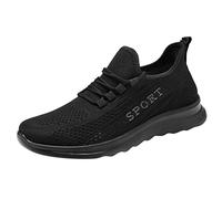 Zapatillas deportivas para hombre para diabéticos, zapatos de exterior, suela suave, zapatos de trabajo, planos, cómodos, con cordones, antideslizantes, informales, ligeros, deslizantes, Negro , 44