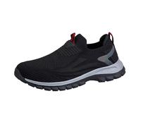 Zapatillas deportivas para hombre sin cordones, zapatillas deportivas de malla, ligeras, transpirables, zapatillas de entrenamiento, antideslizantes, clásicas, antideslizantes, de verano, Negro , 41
