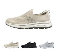 Zapatillas deportivas para hombre, tallas grandes, sin cordones, antideslizantes, de verano, transpirables, ligeras, deslizantes, para caminar, suela plana, beige, 45 EU